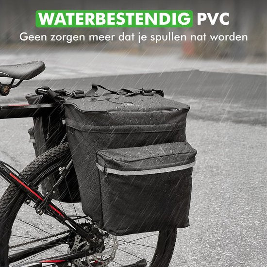 Travelhawk Fietstas - Fietstas Dubbel - Waterdicht Materiaal - 34L - Zwart – 600D Polyester - Fietstassen elektrische fietsen