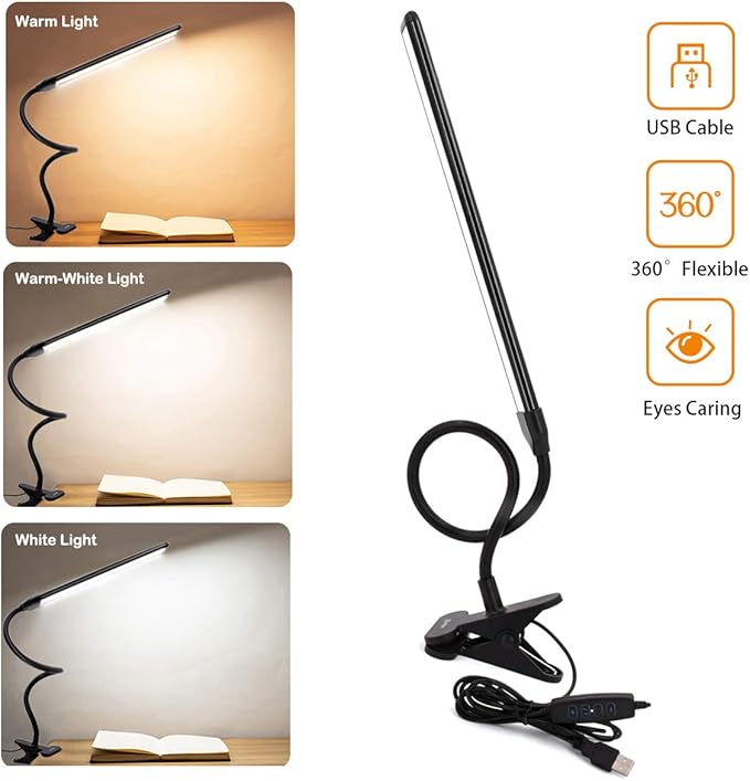 Cesunlight Bureaulamp - LED - Dimbaar - USB - Touchbediening - Zwart