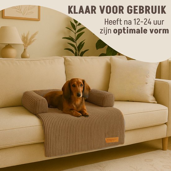 By Cee Cee Origineel Hondendeken Bank – Hondenkleed Bank - Hondenmand - Premium - Volledig Afritsbaar - Ribstof - Bruin - 75x90 - Maat S