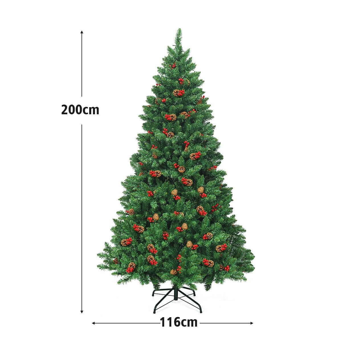 Coast Kunstkerstboom MET Dennenappels en Rode Bessen - Groen - 200 cm