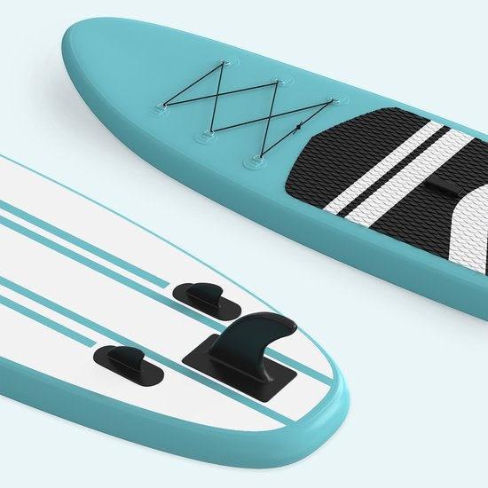 LifeGoods SUP Board - Opblaasbaar Paddle Board - Complete Set - Max. 135KG - 320x81cm - Mintgroen/Zwart