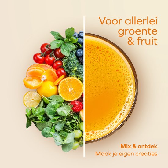 KitchenBrothers Slowjuicer - Compact - Juicer - Groenten en Fruitpers - 45 mm - 500 ml - Zwart