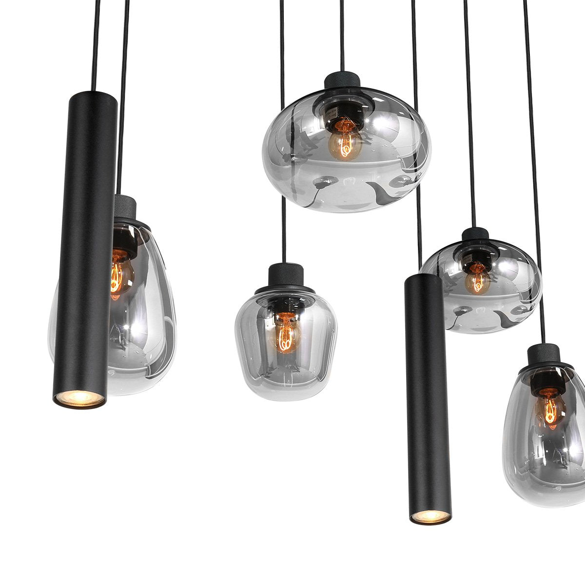 Steinhauer - hanglamp - Reflexion - zwart - glas metaal - design lamp - E27_GU10 - 3796ZW
