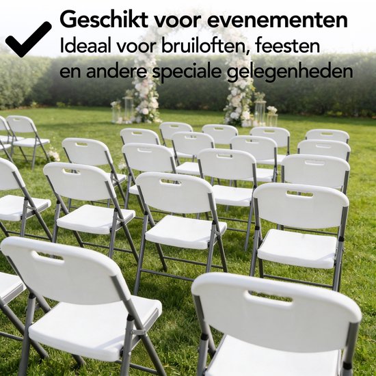 Brixy Klapstoelen – Set van 4 - Vouwstoelenset - Zware Kwaliteit - Weersbestending - Opvouwbare Stoelen - 47 x 54 x 87 CM – Wit