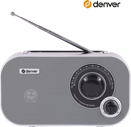Denver FM Radio Retro - Werkt op batterij of netstroom - Keukenradio - Draagbare Radio - TR51 - Grijs