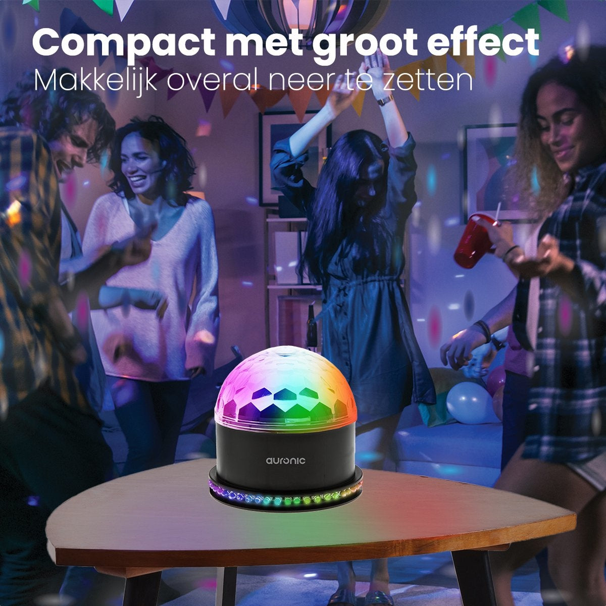 Auronic Roterende Discolamp - Discobal - LED - Afstandsbediening en Muziekgestuurd - Kinderen/Volwassenen