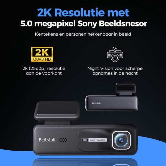 Botslab HK30 Pro 2K Wifi dashcam - 2K resolutie - Wifi met App - 140 graden kijkhoek - Parkeermodus - dashcam voor auto