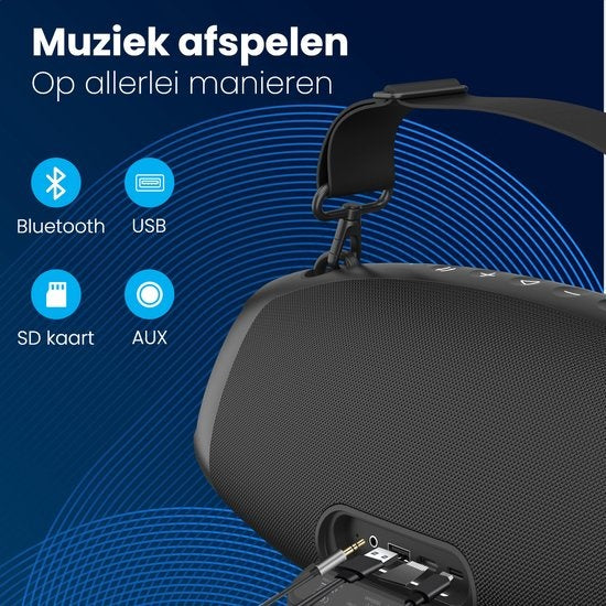 Auronic Boombox - Extra Bass - Bluetooth Speaker - Draadloos - Muziek box - USB, AUX en SD-kaart Aansluiting - Zwart