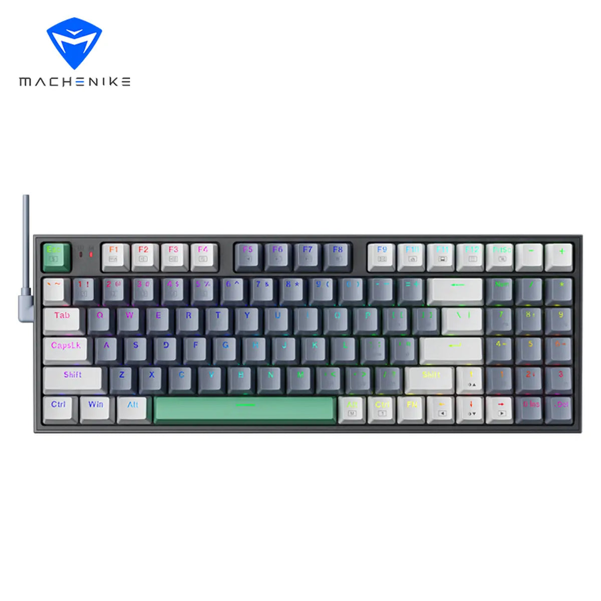Machenike K500-B94 90% Mechanical Wired Keyboard, QWERTY US layout, Brown Switch RGB Gray
