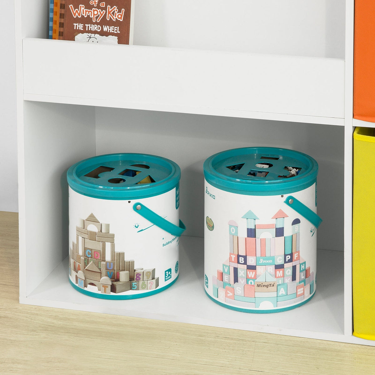 SoBuy Opbergkast voor Boeken en Speelgoed - 2 Manden - 89 x 35 x 88 cm - Wit