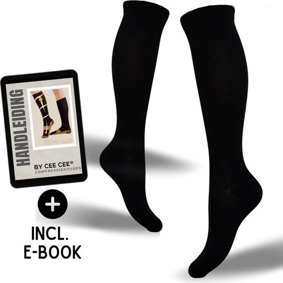 Compressiekousen 1 Paar Steunkousen Vrouwen en Mannen - Compressie sokken - Hardloopsokken - Sportsokken - Zwart - Maat 41-45 L/XL