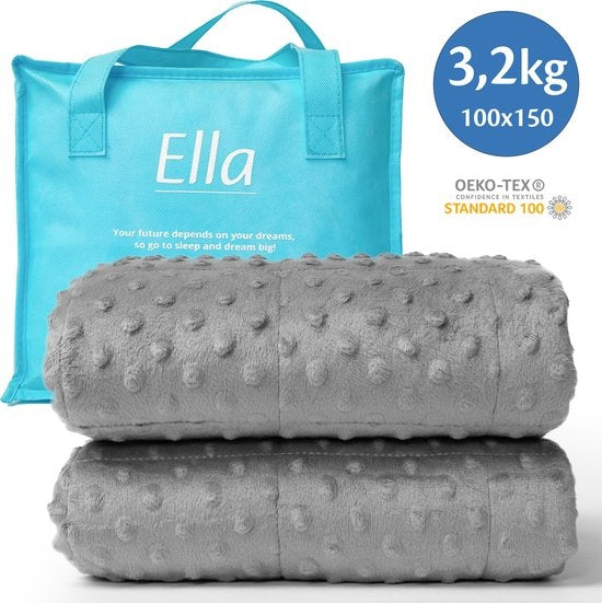 EL-Life Verzwaringsdeken Kind 3,2kg - 100 x 150cm - Zwaartedeken - Weighted Blanket - Verzwaarde Deken - OEKO-TEX Katoen & Minky Fleece