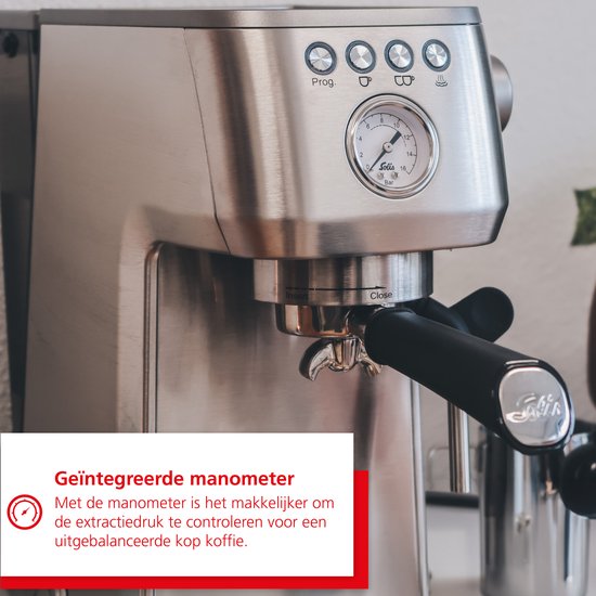 Solis Barista Perfetta Plus 1170 V2 Pistonmachine - Heerlijke Koffie Binnen 1 Minuut - Compacte en Hoogwaardige Espressomachine - Melkschuimsysteem - Zilver