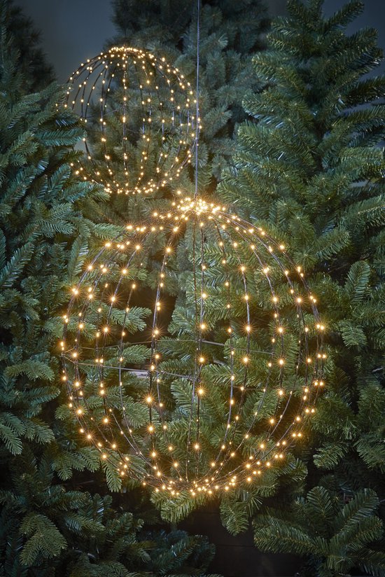Luca Lighting Kerstverlichting Bal met Warm Witte LED Lampjes - Ø50 cm - Zwart