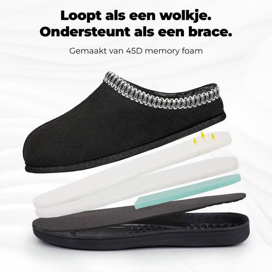 Pantoffels Dames - Sloffen - Maat 38/39 - Zwart - Anti-slip - Comfeet