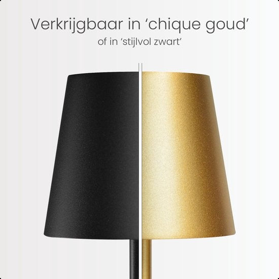 Goliving Tafellamp Oplaadbaar – Draadloos en dimbaar – Moderne touch lamp – Nachtlamp Slaapkamer – 26 cm – Goud
