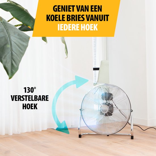 Metalen Vloerventilator 45 cm – 3 Standen – 130° Instelbaar – Sterke Luchtstroom – Tristar VE‑5935