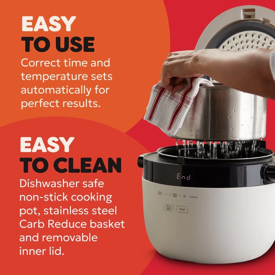 Instant Pot Rijstkoker & Stomer 4,8L - 8 Programma's - Slowcooker - Sauteren - CarbReduce Technologie - Tot 20 Porties - Multi Grain