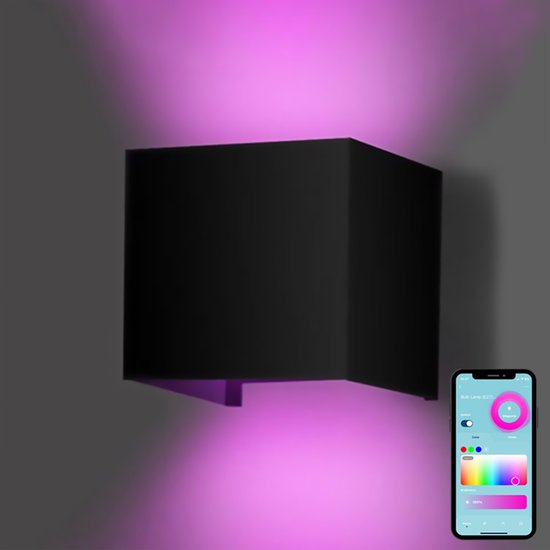 Slimme Wandlamp RGB – Up & Down Verlichting – App Bediening – Zwart – Binnen & Buiten