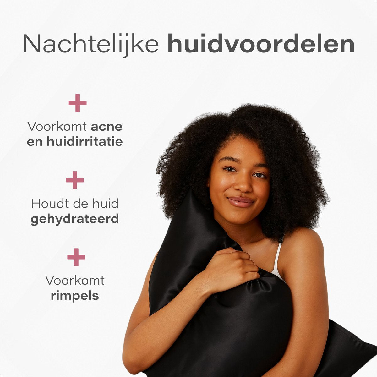 Soft & Silky Satijnen Set - 2 Kussenslopen 60 x 70 cm met Bonnet en Slaapmasker - Zwart