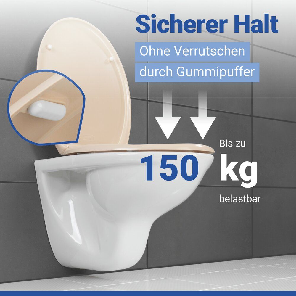 WENKO Ottana Toiletbril Beige - Duroplast - Easy-Close - Fix-Clip