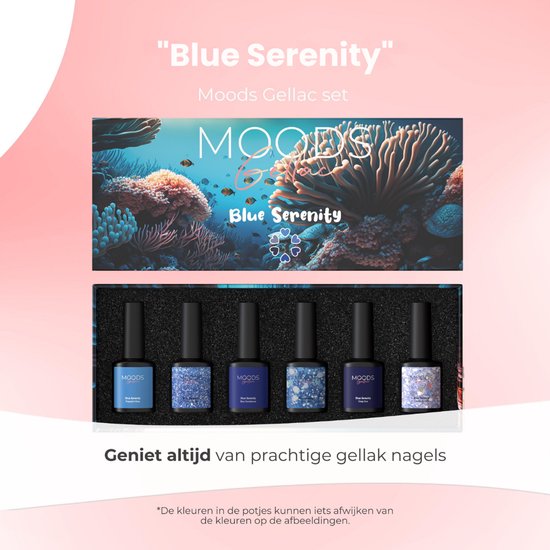 Moods Gellac 6-delige Set - Gellak Starterspakket - Gel Nagellak - 8ML - Blue Serenity - Gellac - Nagels - Chique Kleuren - HEMA- & TPO-vrij