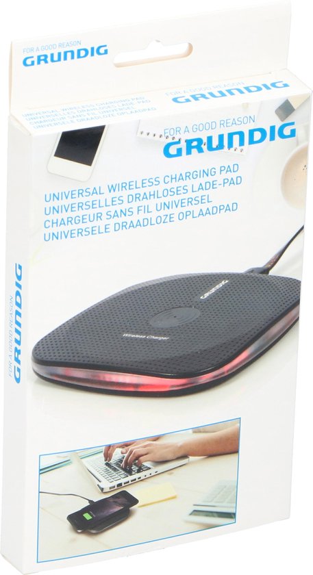 Grundig Draadloze Oplader - Qi Lader - 5-10MM Laadafstand - Anti-Slip - Compact Formaat - Zwart