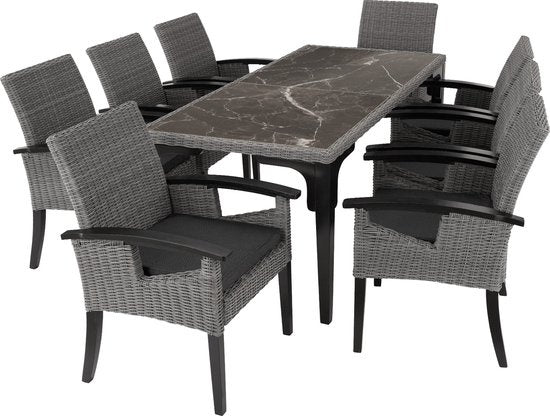 tectake® - Wicker stoel tuinstoel terrasstoel - Rosarno - grijs - 404806 - poly-rattan