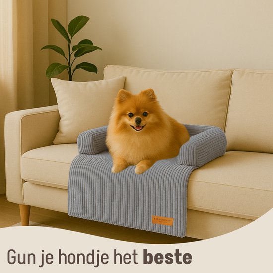 By Cee Cee Origineel Hondendeken Bank – Hondenkleed Bank - Hondenmand - Premium - Volledig Afritsbaar -Ribstof - Donkergrijs - 75x90 - Maat S