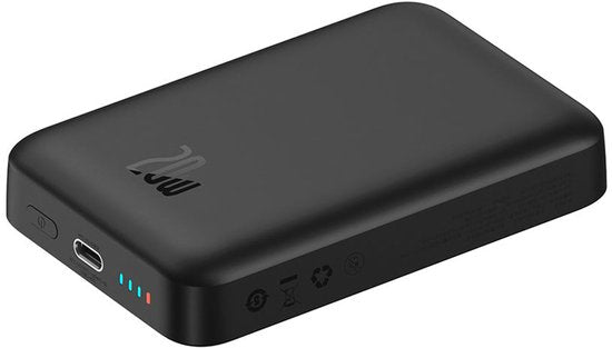 Baseus Mini 10.000 mAh Powerbank Zwart | Compact Met MagSafe & Fast Charge | 20W USB-C | Geschikt voor Apple iPhone en andere smartphones
