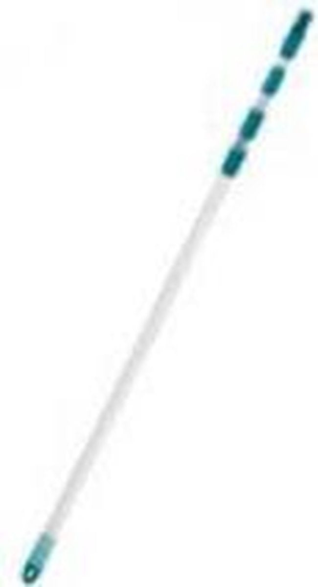 Leifheit telescoopsteel aluminium 130 - 400 cm - incl. antislipkop - 360° draaibaar ophangoog - Click System - turquoise - grijs