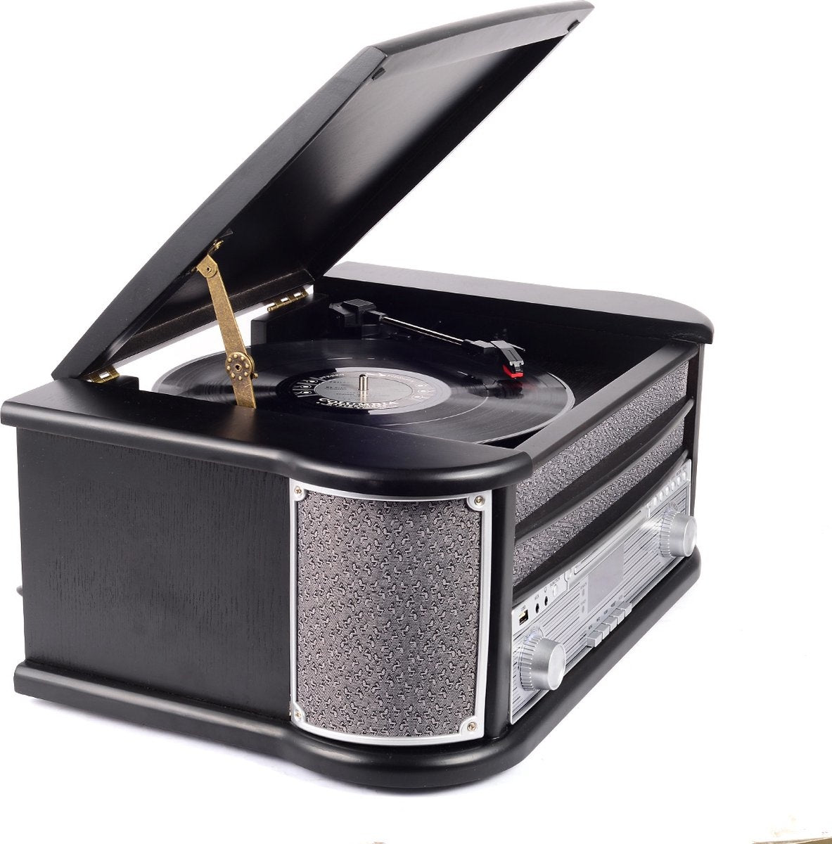 Denver Retro Platenspeler - Ingebouwde Speakers en Versterker - DAB Radio - Radio CD Speler - MRD51 - Hout