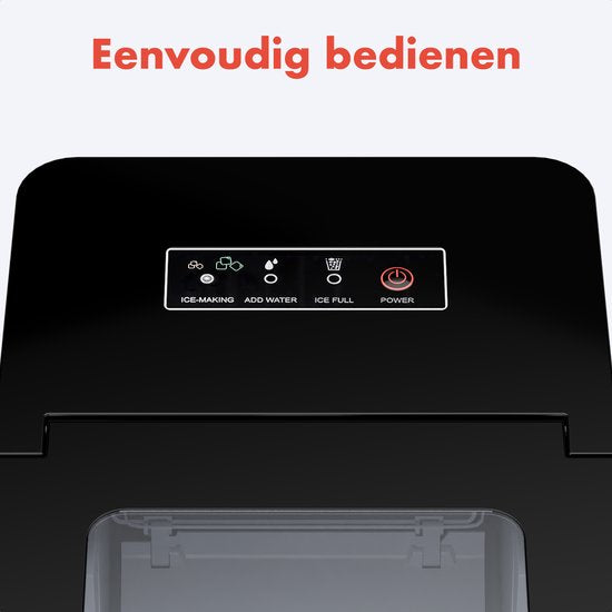 KitchenBrothers Ijsblokjesmachine - 2.1L - 15kg/24 uur - Draagbaar - Zelfreinigingsfunctie - Zwart