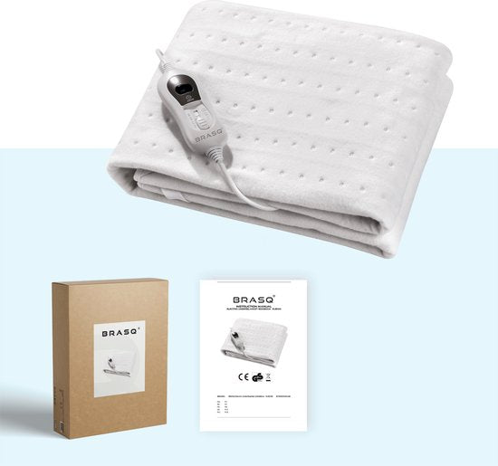 BRASQ Elektrische Onderdeken 150x80 cm – 1 Persoons - Warmtedeken - 3 Warmtestanden - Timer & Afstandsbediening – 60W Energiebesparend Verwarmingsdeken