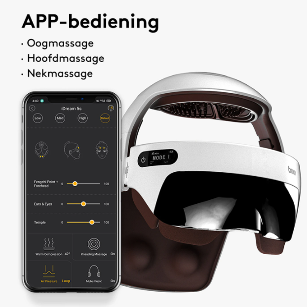 Breo iDream5s Elektrische Hoofdmassager - Wit - Oog- & Nekmassage met Warmte
