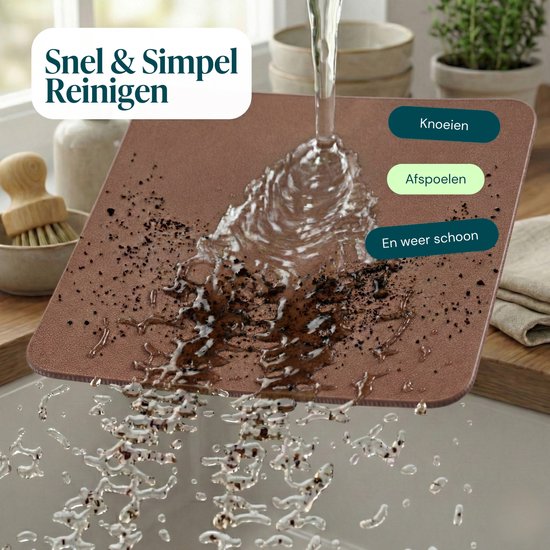 Castagnola Kunstlederen Onderzetters – Onderzetters voor Glazen – Design Onderzetters met Houder – Leren Onderzettersset met metalen houder – Leder – Set van 10 - Bruin - 10x10cm