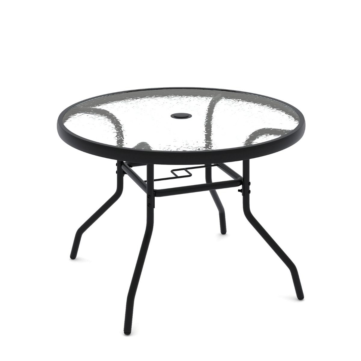 Coast Ronde Bijzettafel voor Buiten - Gehard Glazen Blad - Parasolgat 4,2 cm - Zwart 70 x 70 x 45,5 cm