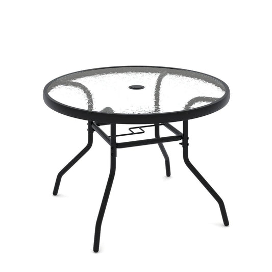 Coast Ronde Bijzettafel voor Buiten - Gehard Glazen Blad - Parasolgat 4,2 cm - Zwart 70 x 70 x 45,5 cm