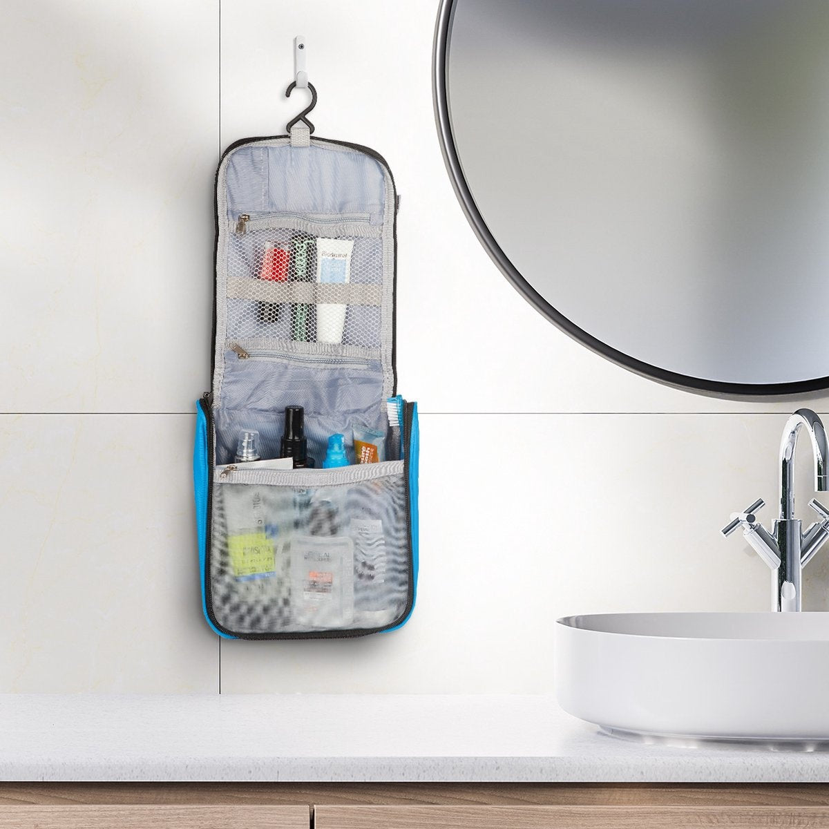 TRVLMORE Toilettas - Hangend met Haak - Unisex - Lichtblauw