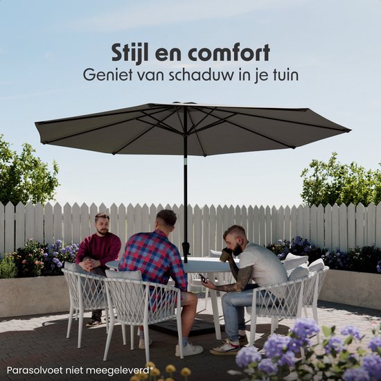 LifeGoods Parasol - Tuin - Ø350 cm - 30° Kantelbaar - Waterdicht - UPF50+ - Donkergrijs