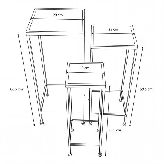 AXI Eline Mozaïek Plantentafel Vierkant Multikleur - Set 3 stuks – Bijzettafels - Diverse Afmetingen - Mozaïeklook – Ingelegd met keramische tegels – Voor binnen, tuin, terras en balkon
