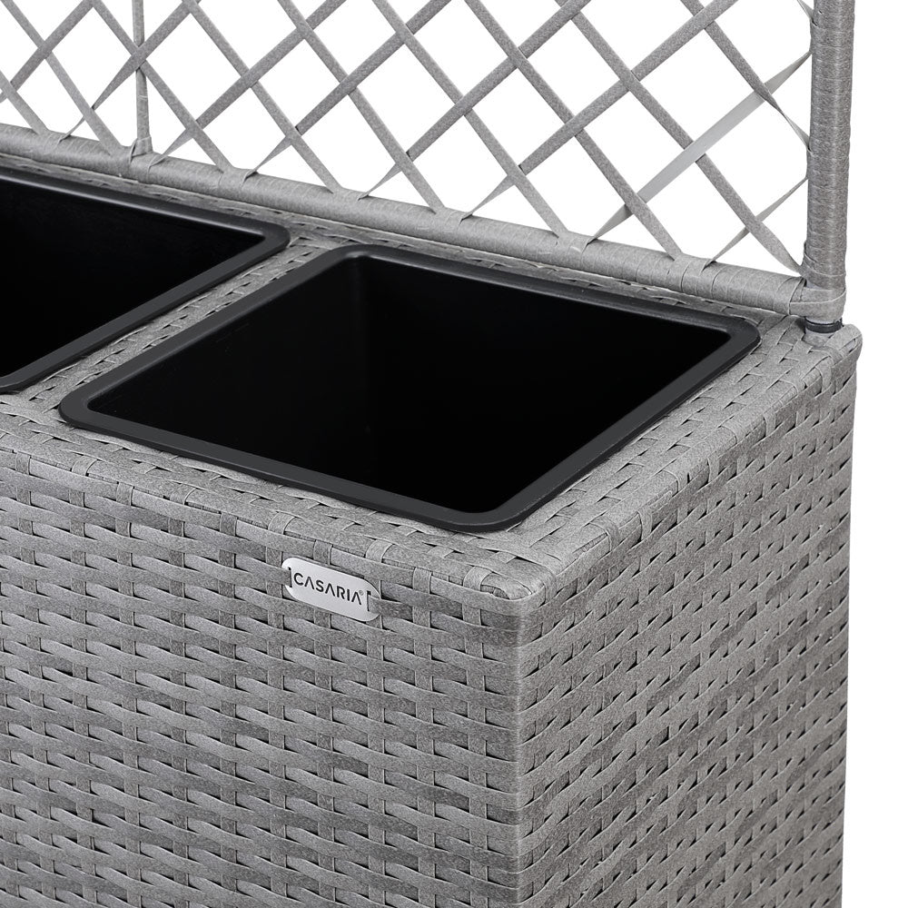 Casaria Polyrattan bloembak met hekwerk Grijs