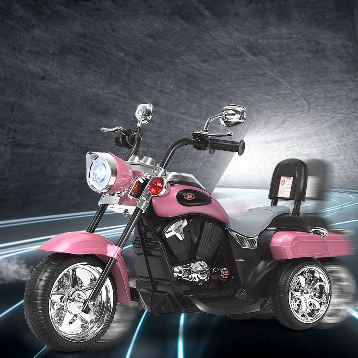 Coast elektrische motorfiets - voor kinderen - met achteruitkijkspiegel - driewieler - vertelbare koplamp - vanaf 3 jaar - 6V - 2,5-3 km/u - roze
