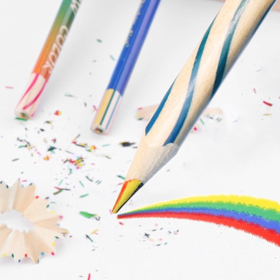 Partizzle 30x Regenboog Kleurpotloden Set - Potlood Uitdeelcadeautjes - Grabbelton Knutselen Traktatie Cadeautjes - Creatief Leren Tekenen & Kleuren - Voor Kinderen en Peuters / Volwassenen