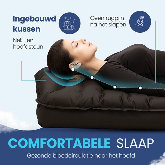 FLOAT Nomadic - 1 Persoons slaapmatje met voetpomp en kliksysteem - Stevig en licht Luchtbed voor de camping - 195x66x12 cm luchtmatras - Zelfopblazende slaapmat - Zwart