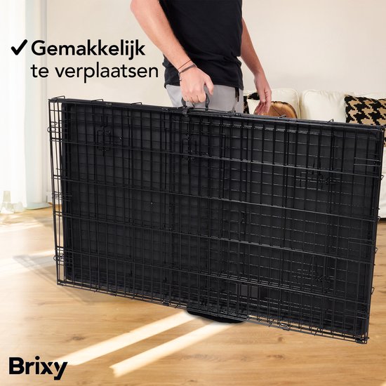Brixy Hondenbench - Bench Voor Honden - Maat XXL - Opvouwbaar - 122 x 76 x 84 CM - 2 Deuren - Zwart