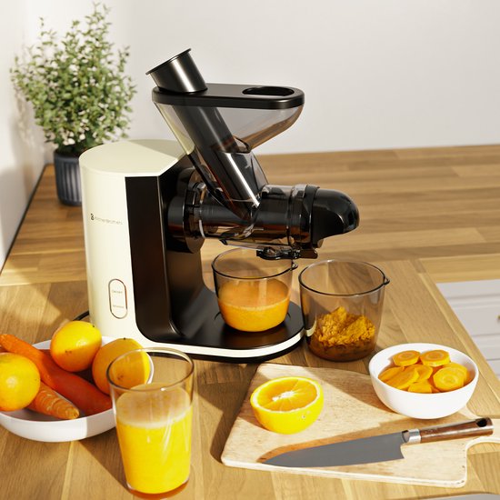 KitchenBrothers Slowjuicer - Juicer - Groenten en Fruitpers - 43 mm en 60 mm invoer - 400 ml - Champagne