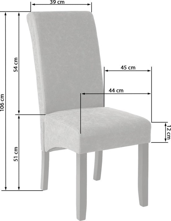 tectake® - 2 eetkamerstoelen met ergonomische zitvorm - grijs gemarmerd - 403627