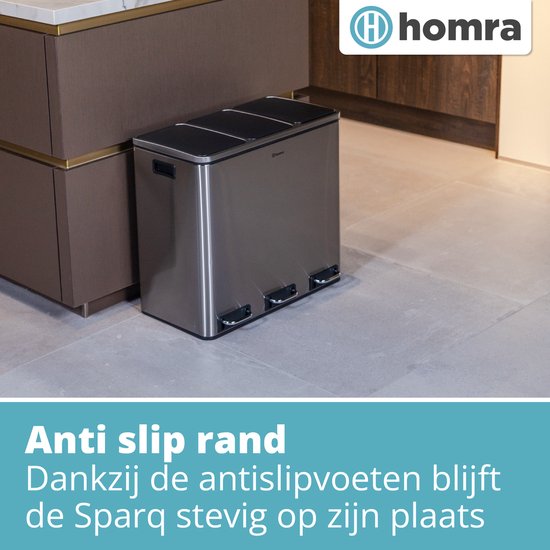 Homra Pedaalemmer - RVS & ABS-kunststof - 3x18L - 34 x 61 x 55,5cm - Grijs