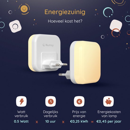 Numsy Babykamer Nachtlampje Stopcontact - Automatische Lichtsensor